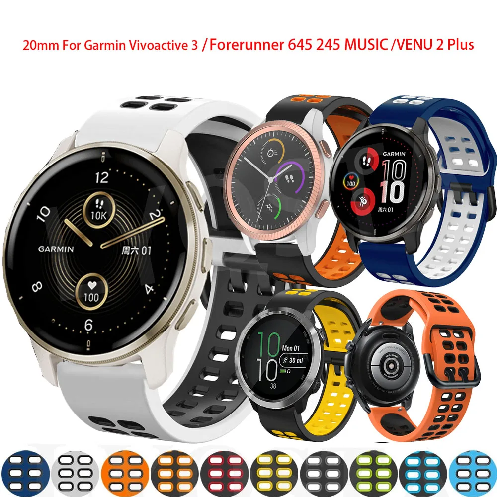 20mm Soft Watchband for Garmin Vivoactive 3/Move 3/Venu 2 Plus/SQ/Forerunner 645 245 MUSIC Silicone Strap Watchband Accessories
20mm Soft Watchband for Garmin Vivoactive 3/Move 3/Venu 2 Plus/SQ/Forerunner 645 245 MUSIC Silicone Strap Watchband Accessories