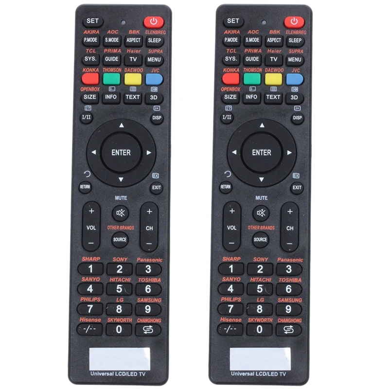 2 шт. универсальный пульт дистанционного управления для телевизора LG Samsung Konka Hisense
2 шт. универсальный пульт дистанционного управления для телевизора LG Samsung Konka Hisense