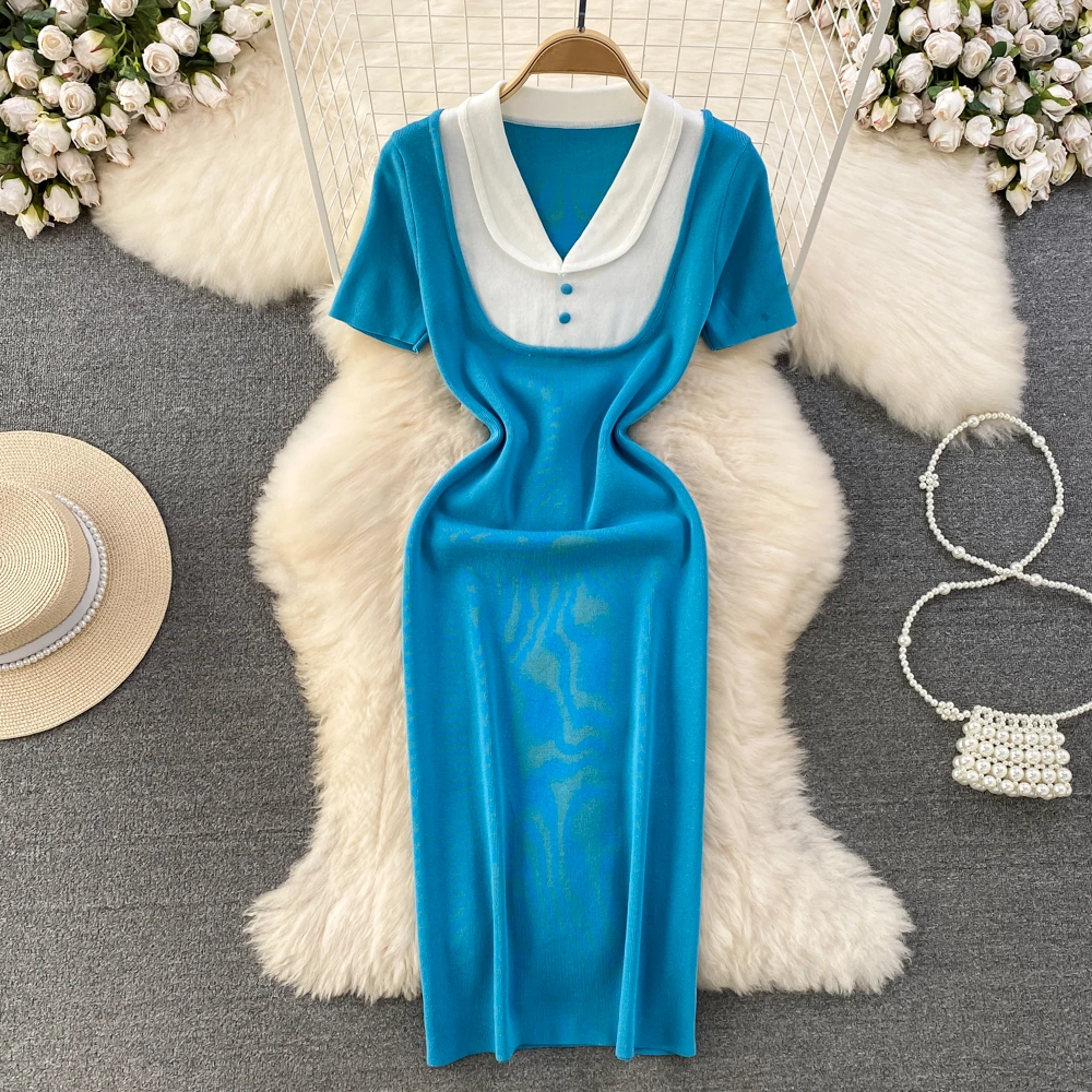 Clothland Women Elegant Short Sleeve Knitting Dress Knitwear Short Sleeve Stretchy Slim Casual Summer Midi Dresses Mujer QC072
Clothland Women Elegant Short Sleeve Knitting Dress Knitwear Short Sleeve Stretchy Slim Casual Summer Midi Dresses Mujer QC072