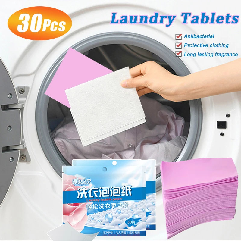 30Pcs Laundry Tablets Strong Decontamination Laundry Detergent Sheet Underwear Clothes Cleaning Detergent Laundry Bubble Paper
30Pcs Laundry Tablets Strong Decontamination Laundry Detergent Sheet Underwear Clothes Cleaning Detergent Laundry Bubble Paper