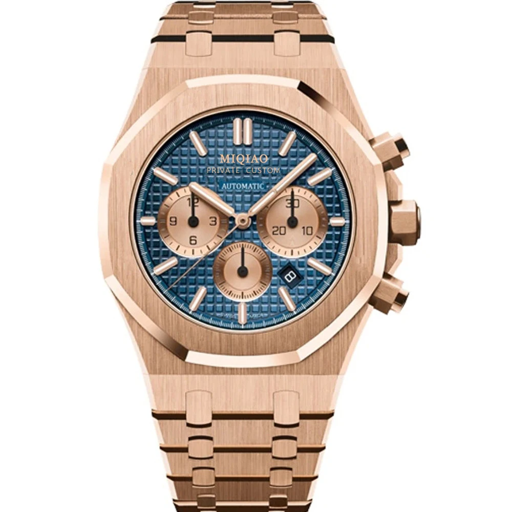 Men's Quartz Chronograph Watch Stainless Steel Rose Gold Blue Dial Leather Strap Sapphire Wristwatch
Men's Quartz Chronograph Watch Stainless Steel Rose Gold Blue Dial Leather Strap Sapphire Wristwatch