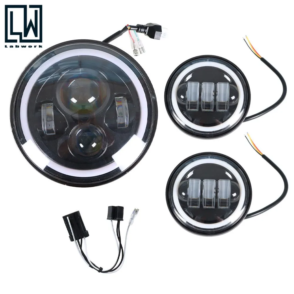 7 "дюймовый светодиодный Halo фары DRL & 4,5" Противотуманные фары для мотоцикла США 
7 "дюймовый светодиодный Halo фары DRL & 4,5" Противотуманные фары для мотоцикла США