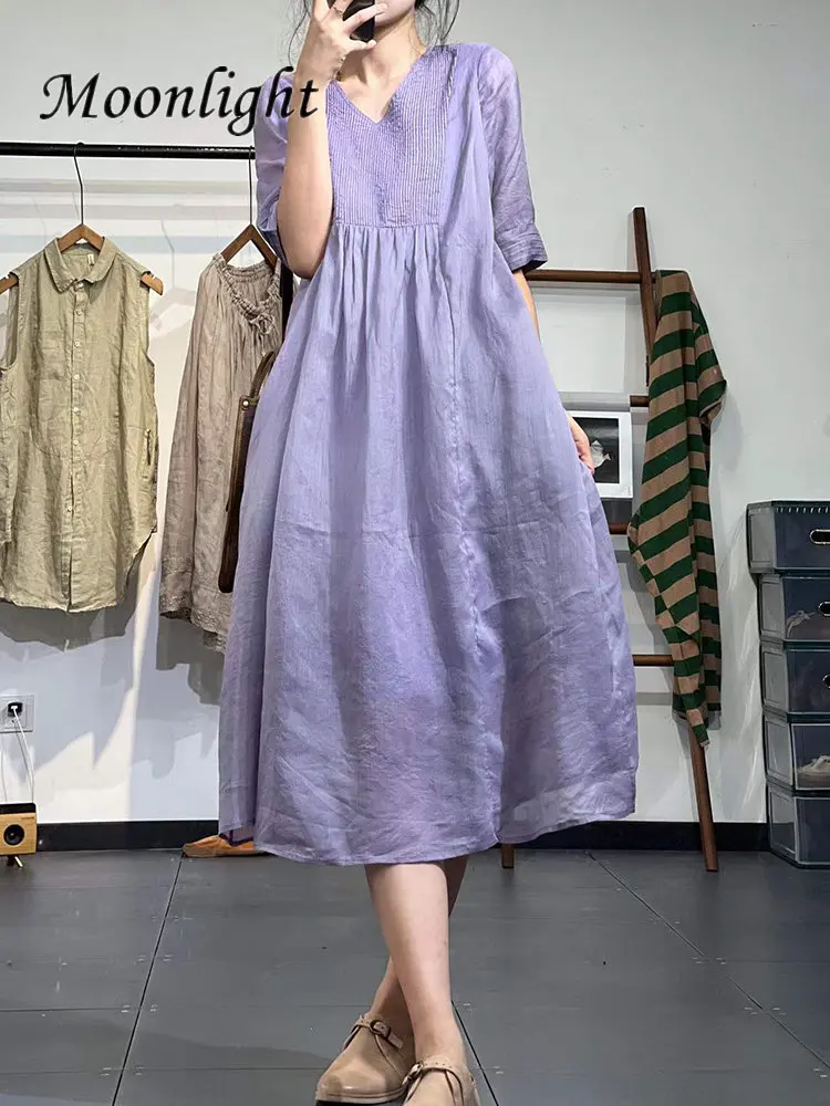 Vintage Cotton Linen Dresses Women Elegant V-Neck Short Sleeve Loose Vestidos Largo Casual Female Beach Party Hight Waist Dress
Vintage Cotton Linen Dresses Women Elegant V-Neck Short Sleeve Loose Vestidos Largo Casual Female Beach Party Hight Waist Dress
