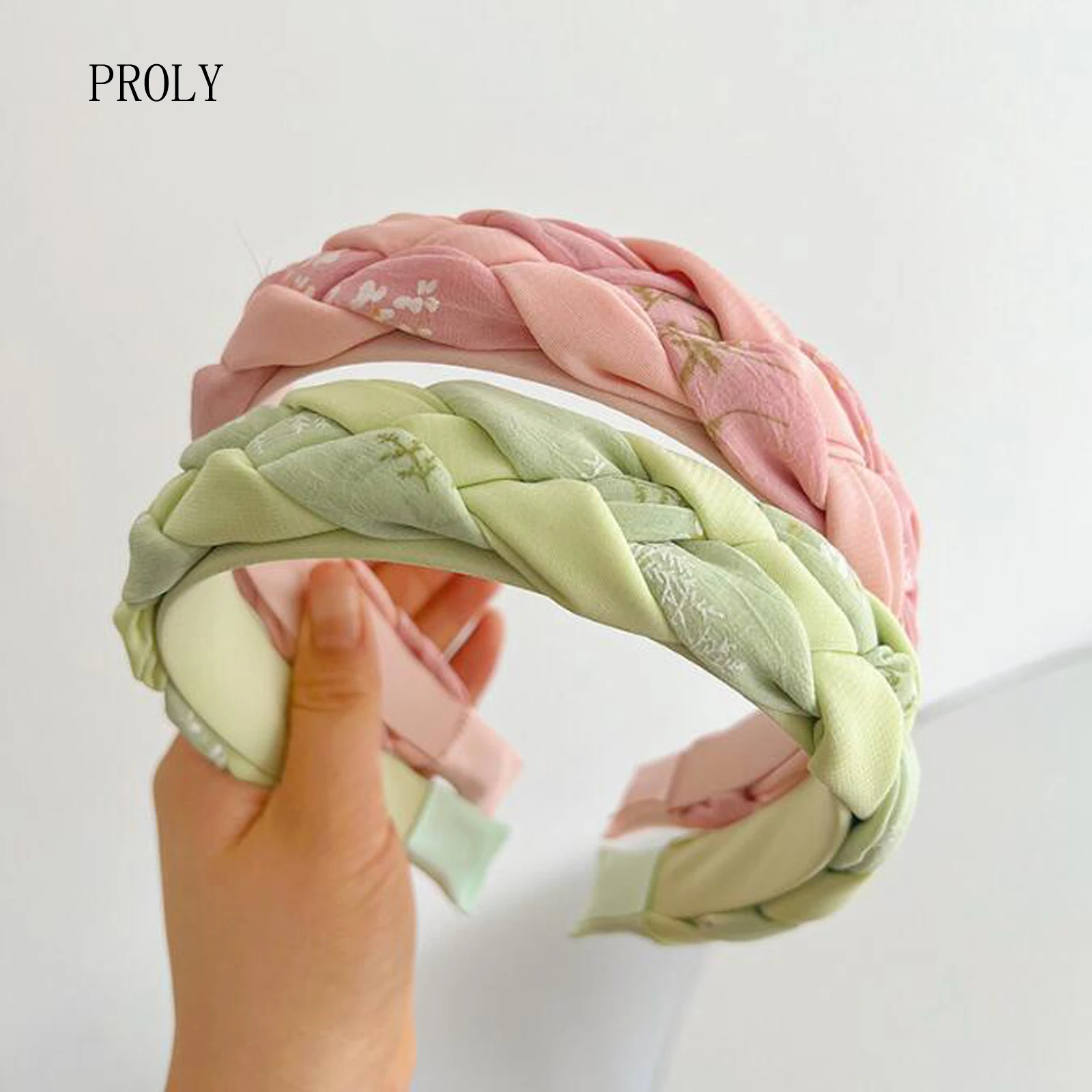 

PROLY New Fashion Women's Hair Accessories Fresh Light Color Turban Flower Braided Headband Casual Autumn Hairband Wholesale