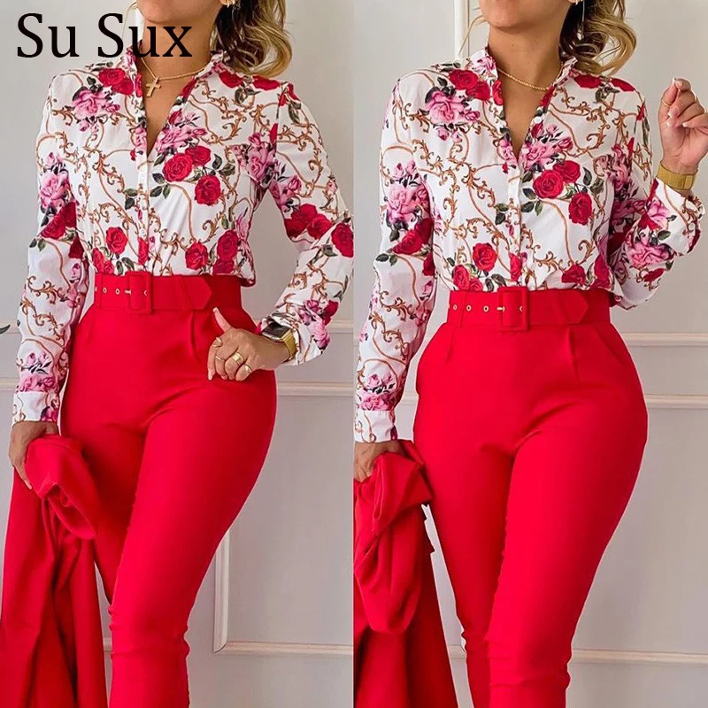2023 Spring Autumn Pant Suits 2 Piece Set Women Office Lady Print Blouse Shirt and High Waist Trousers Outfits Overalls
2023 Spring Autumn Pant Suits 2 Piece Set Women Office Lady Print Blouse Shirt and High Waist Trousers Outfits Overalls