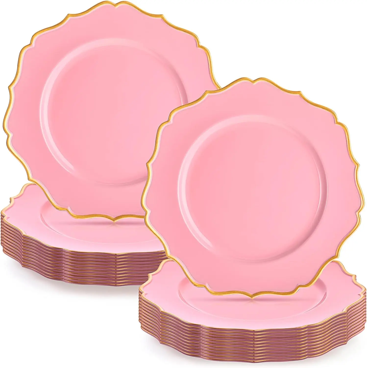24 Pcs Pink Scalloped Charger Plates with Gold Rim 13 Inch Plastic Round Charger Plates Bulk Reusable Dinner Plate Chargers Deco
24 Pcs Pink Scalloped Charger Plates with Gold Rim 13 Inch Plastic Round Charger Plates Bulk Reusable Dinner Plate Chargers Deco