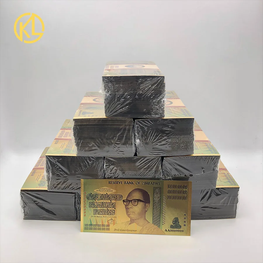 1000pcs/lot Zimbabwe Gold Banknote ONE HUNDRED DECILLION DOLLARS Gold 999999 Zimbabwe Dollars Lions Banknote for Business Gifts
1000pcs/lot Zimbabwe Gold Banknote ONE HUNDRED DECILLION DOLLARS Gold 999999 Zimbabwe Dollars Lions Banknote for Business Gifts