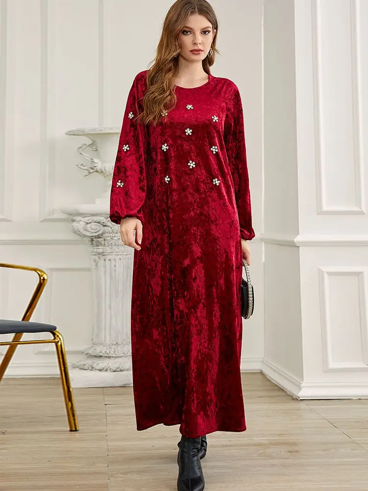 Red Ramadan Eid Mubarak Kaftan Abaya Dubai Arabic Turkey Islam Muslim Velvet Dress Abayas For Women Prayer Clothes Robe Femme
Red Ramadan Eid Mubarak Kaftan Abaya Dubai Arabic Turkey Islam Muslim Velvet Dress Abayas For Women Prayer Clothes Robe Femme