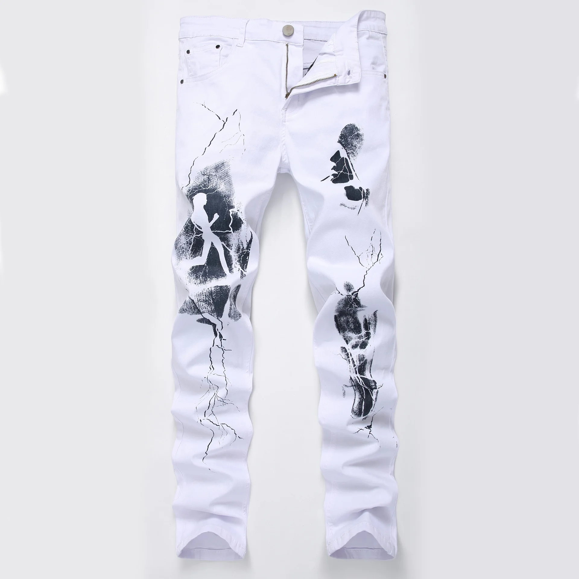 White Printed Tide Jeans for Men's Fashion and Leisure In Europe and America Slim Stretch White Pants
White Printed Tide Jeans for Men's Fashion and Leisure In Europe and America Slim Stretch White Pants
