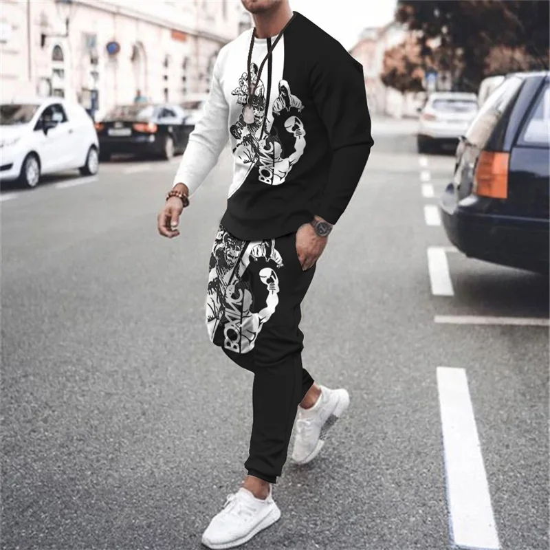 New Spring and Autumn Men's Casual Sportswear Suit Black and White Fashion Long-sleeved T-shirt + Pants Sportswear Suit 2022
New Spring and Autumn Men's Casual Sportswear Suit Black and White Fashion Long-sleeved T-shirt + Pants Sportswear Suit 2022
