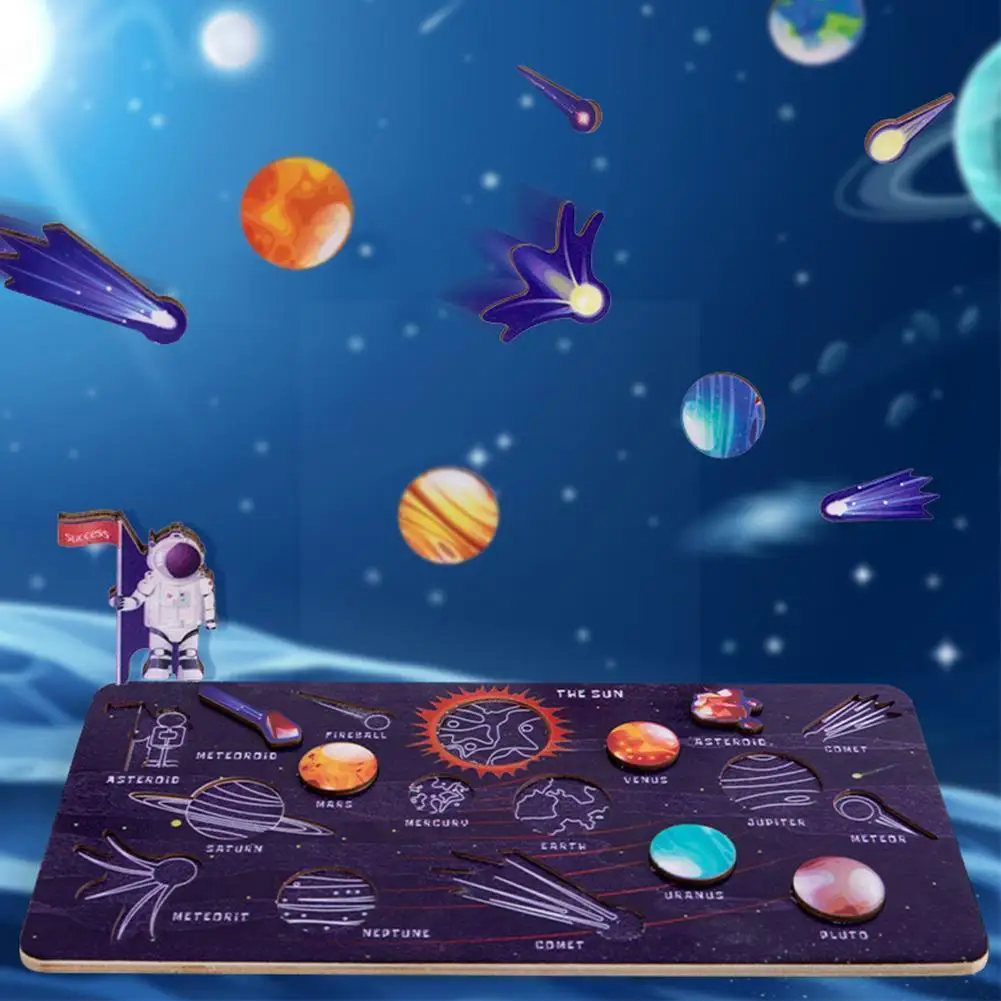 

Деревянный 3D-пазл на солнечной батарее, восемь планет, головоломка, мультяшная игрушка для раннего развития, Обучающие игрушки, подарок для ...