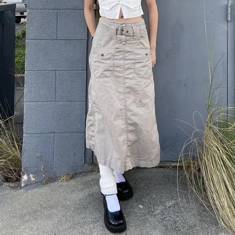 y2k Gray Midi Skirts Big Pockets Low Waisted Sashes Vintage Cargo Skirts Women Streetwear Prepply Harajuku Long Skirts
y2k Gray Midi Skirts Big Pockets Low Waisted Sashes Vintage Cargo Skirts Women Streetwear Prepply Harajuku Long Skirts