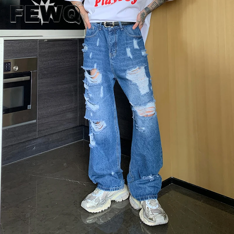 FEWQ Men's Ripped Jeans Worn Out Korean Fashion Washed Denim Trousers Straight Casual Wide Leg Pants 2023 Autumn New 9C1058n
FEWQ Men's Ripped Jeans Worn Out Korean Fashion Washed Denim Trousers Straight Casual Wide Leg Pants 2023 Autumn New 9C1058n