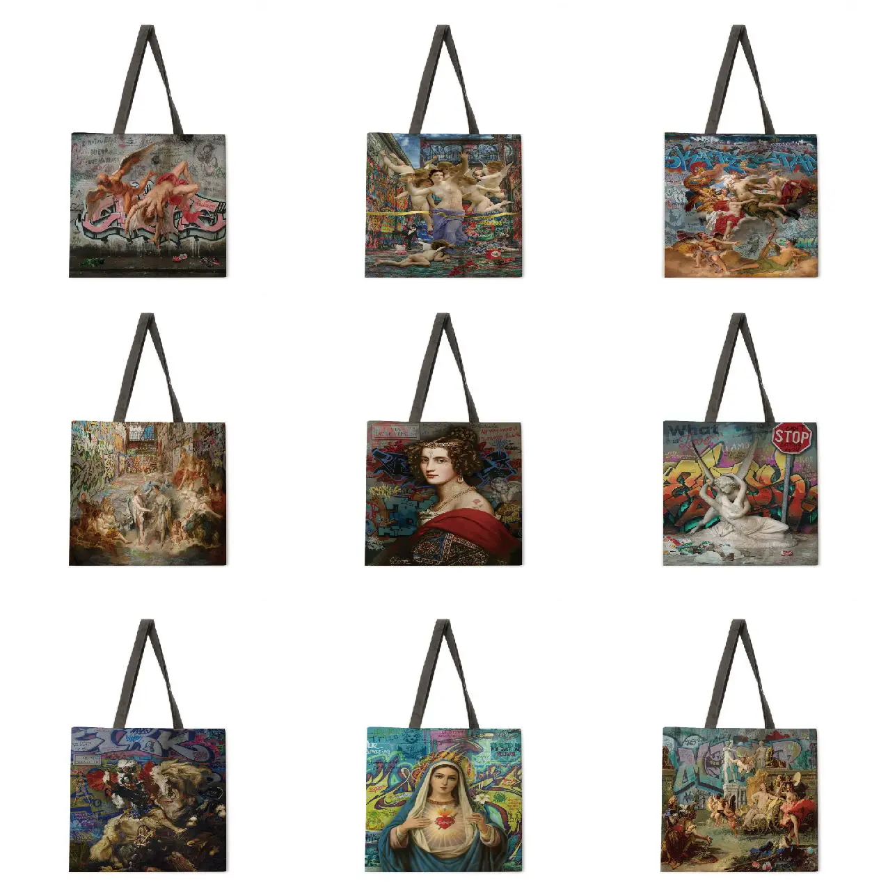 Graffiti oil painting printing women's handbag folding reusable shopping bag linen handbag
Graffiti oil painting printing women's handbag folding reusable shopping bag linen handbag