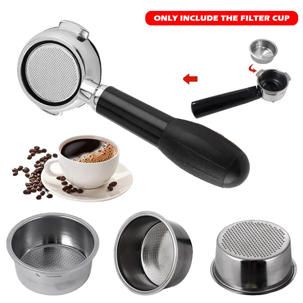 

51mm Stainless Steel Filter Basket 2 Cups Single Wall Non-Pressurized Coffee Machine Filter Reusable Washable for Espresso