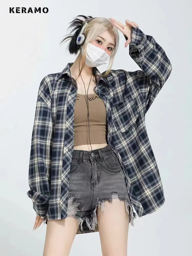 New Fashion Plaid Design Loose Long Sleeve Single Breasted Shirt 2023 Spring Women's Turn-Down Collar Casual Button Blouse Top
New Fashion Plaid Design Loose Long Sleeve Single Breasted Shirt 2023 Spring Women's Turn-Down Collar Casual Button Blouse Top