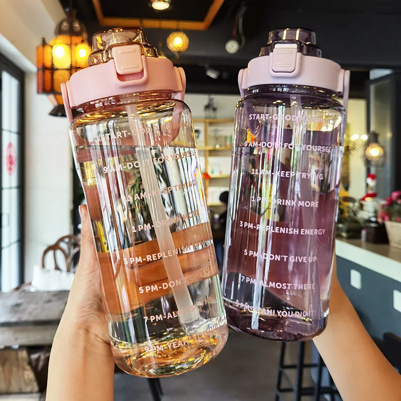 2 Liter Water Bottle with Straw Female Jug Girls Portable Travel bottles Fitness Bike Cup Summer Cold Water Jug with Time Marker
2 Liter Water Bottle with Straw Female Jug Girls Portable Travel bottles Fitness Bike Cup Summer Cold Water Jug with Time Marker