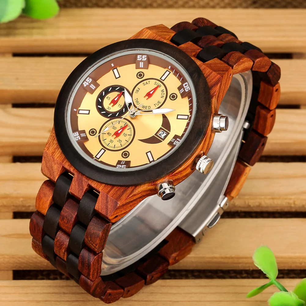 Multifunctional Left 3 Eye Yellow Dial Timing with Calendar Week Fashion Men Women Wooden Watch Leisure Sports Quartz Wristwatch
Multifunctional Left 3 Eye Yellow Dial Timing with Calendar Week Fashion Men Women Wooden Watch Leisure Sports Quartz Wristwatch