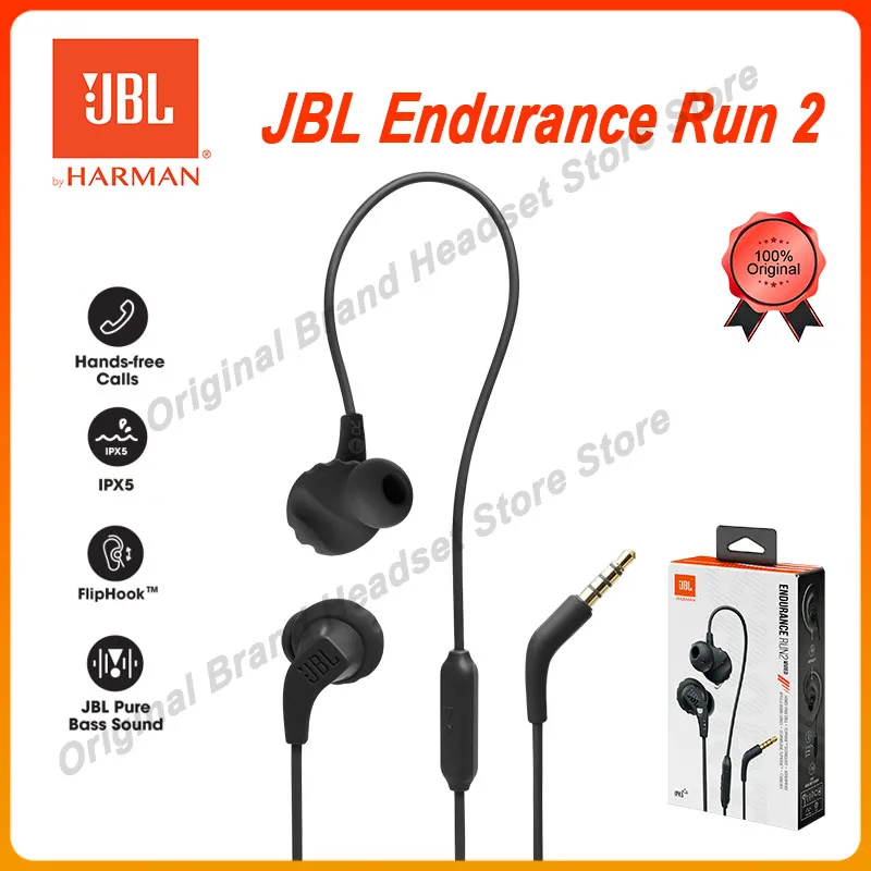 

Original JBL Endurance Run 2 Wired Headphones 3.5mm Stereo Music Deep Bass Earphone Sports Running Headset with Mic