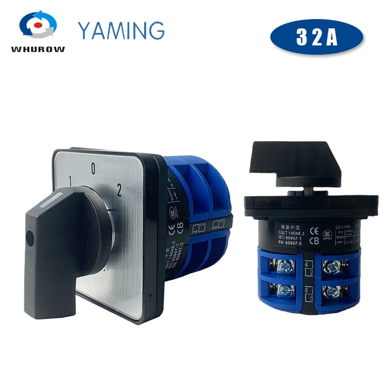 32A 3 position 2 poles 8 screws Rotary switch Manual transfer changeover cam universal dc switch LW26 YMW26-32/2
32A 3 position 2 poles 8 screws Rotary switch Manual transfer changeover cam universal dc switch LW26 YMW26-32/2