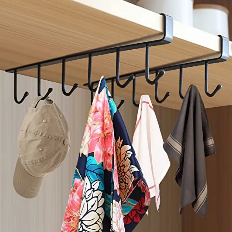 6 Hooks Cup Holder Iron Hanging Hook Kitchen Wardrobe Cabinet Metal Under Shelves Hanger Bathroom Storage Organizer Hanging Rack
6 Hooks Cup Holder Iron Hanging Hook Kitchen Wardrobe Cabinet Metal Under Shelves Hanger Bathroom Storage Organizer Hanging Rack