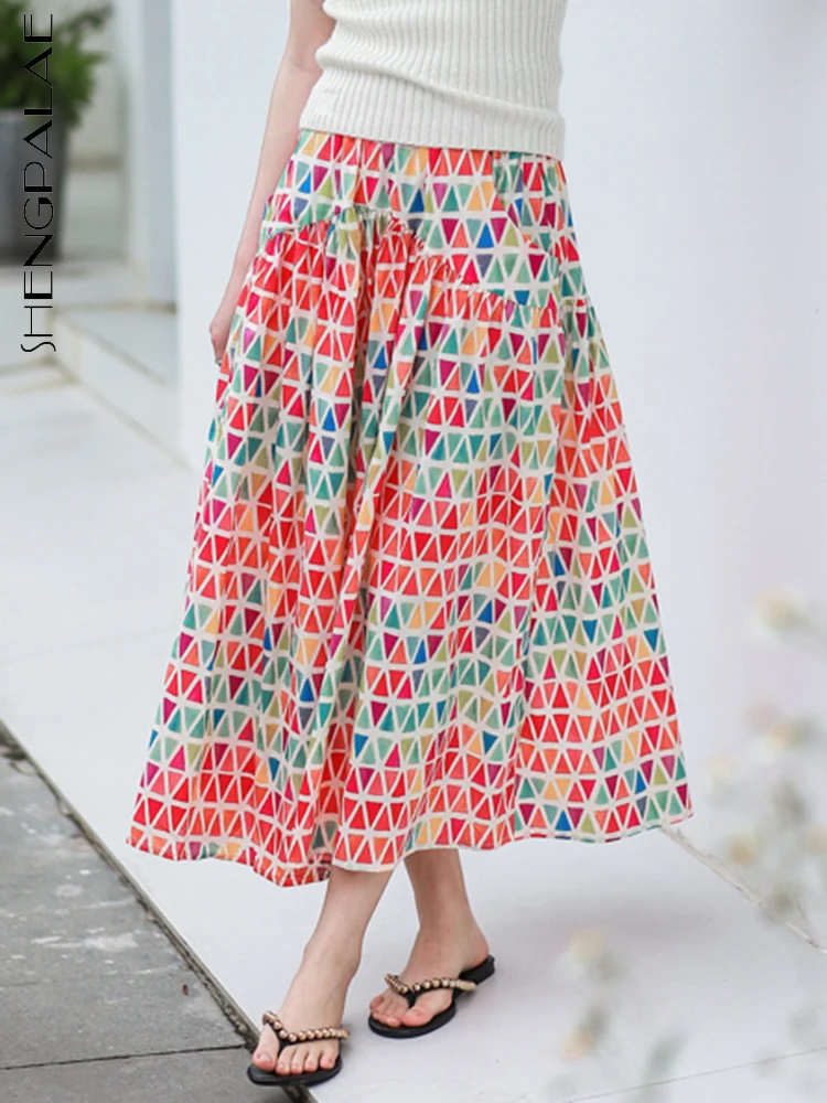 SHENGPALAE Fashion Women's Skirt Rainbow Geometry Elastic Waist Pleated A Line Casual Loose Skirt Female Summer 2023 New 5R3602
SHENGPALAE Fashion Women's Skirt Rainbow Geometry Elastic Waist Pleated A Line Casual Loose Skirt Female Summer 2023 New 5R3602