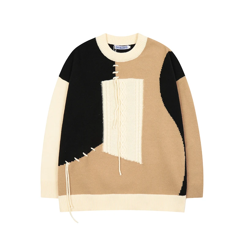 Retro Contrast Color Patchwork Pullover Sweater for Men and Women Autumn Wibter Round Neck Streetwear Casual Baggy Tops
Retro Contrast Color Patchwork Pullover Sweater for Men and Women Autumn Wibter Round Neck Streetwear Casual Baggy Tops