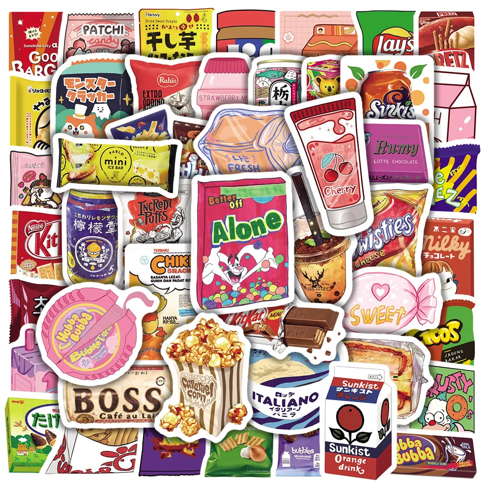 10/50Pcs Funny Snack Food Ins Style Stickers Skateboard Fridge Phone Guitar Motorcycle Luggage Decal Sticker Fun for Kid Toy
10/50Pcs Funny Snack Food Ins Style Stickers Skateboard Fridge Phone Guitar Motorcycle Luggage Decal Sticker Fun for Kid Toy