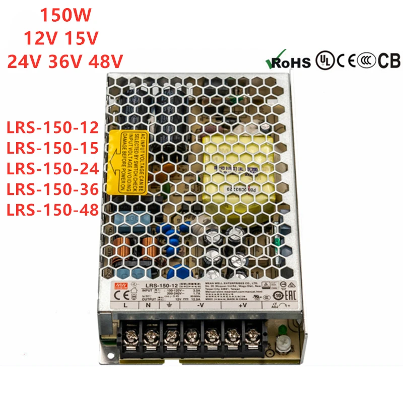 MEAN WELL 150W 12V 15V 24V 36V 48V Single Output Switching Power Supply LRS-150-12 LRS-150-24 LRS-150-36 LRS-150-48
MEAN WELL 150W 12V 15V 24V 36V 48V Single Output Switching Power Supply LRS-150-12 LRS-150-24 LRS-150-36 LRS-150-48
