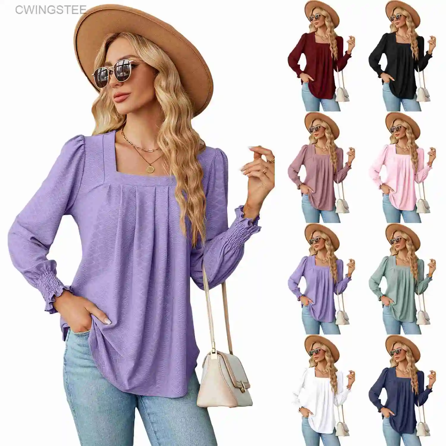 2023 Womens Long Sleeve Tops Square Neck Puff Sleeve T Shirts Loose Casual Tshirts
2023 Womens Long Sleeve Tops Square Neck Puff Sleeve T Shirts Loose Casual Tshirts