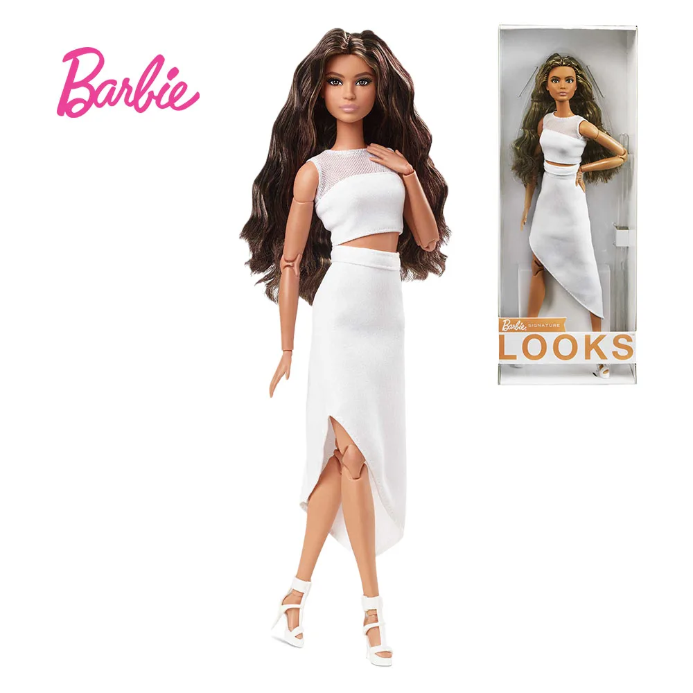 

Original Barbie Signature Fully Posable Barbie Looks Doll Brunette Wavy Hair GTD89 Toys for Girls Christmas Gift