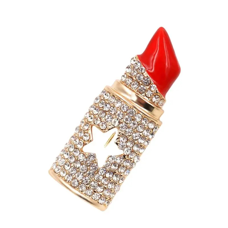 

New Sexy Lips Lipstick Brooch Collar Crystal Rhinestone Enamel Pin Brooches for Women Popular Lapels Pins Badge Jewelry Gift