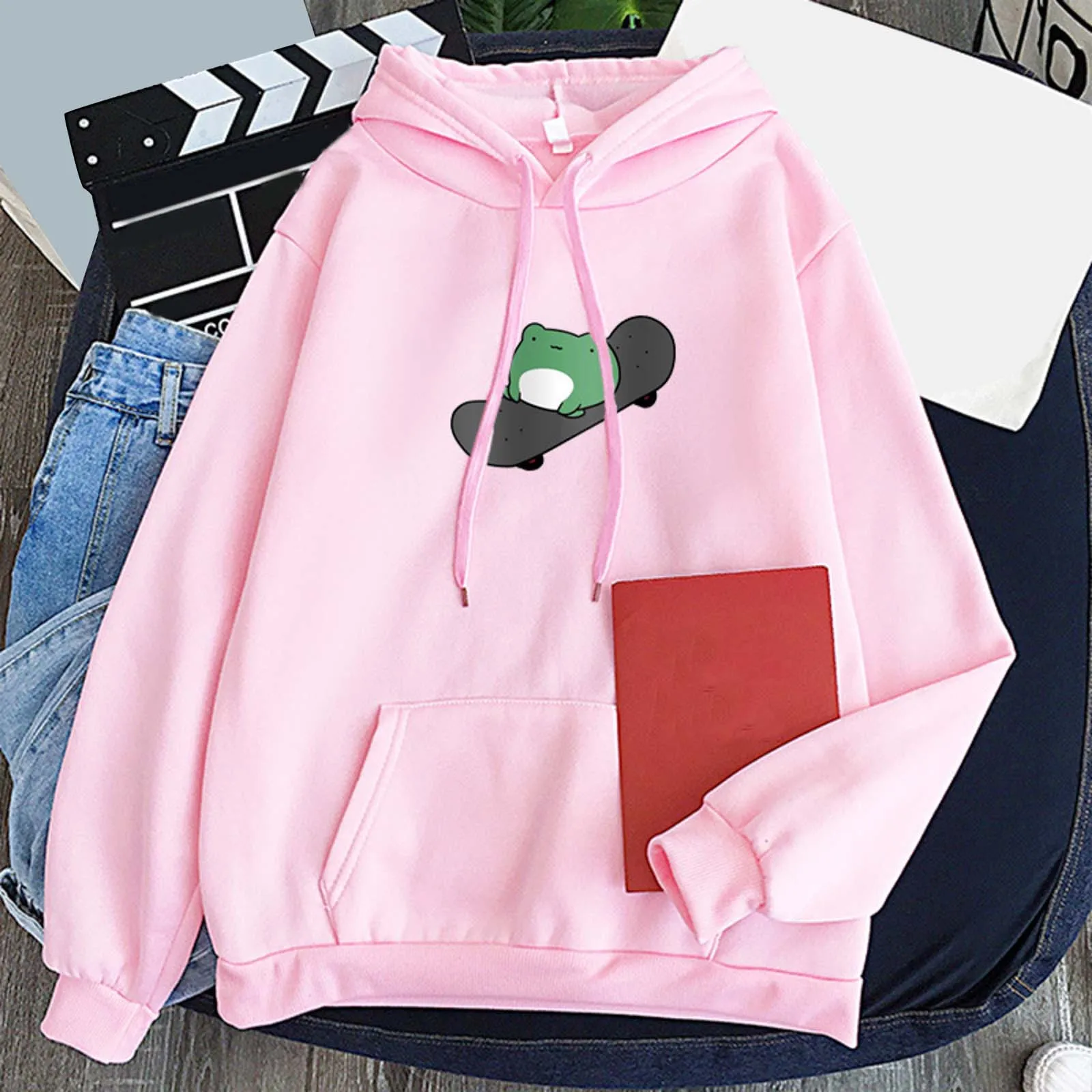 Простые женские толстовки с капюшоном, милые толстовки, толстовка с длинным рукавом с рисунком лягушки для скейтбординга, пуловеры, топы, ма...
Простые женские толстовки с капюшоном, милые толстовки, толстовка с длинным рукавом с рисунком лягушки для скейтбординга, пуловеры, топы, ма...