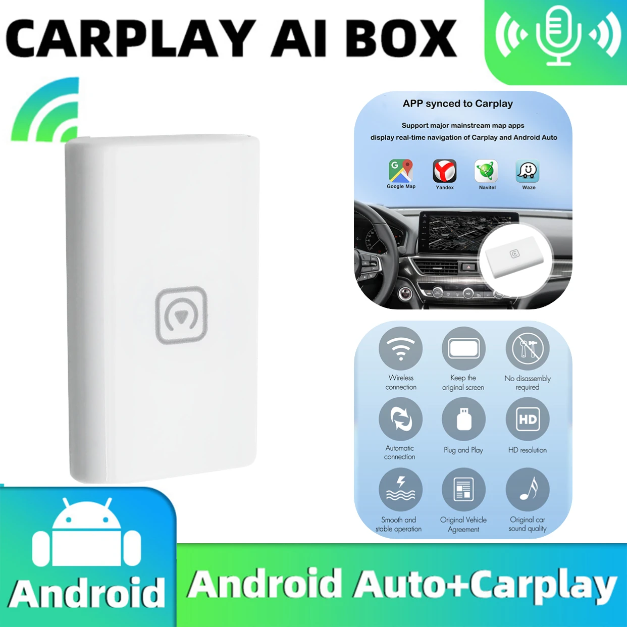 Carplay Wireless Dongle Bluetooth-compatible WIFI Carplay Dongle Activator ABS Plastic Quad-core CPU for Car Upgrade
Carplay Wireless Dongle Bluetooth-compatible WIFI Carplay Dongle Activator ABS Plastic Quad-core CPU for Car Upgrade