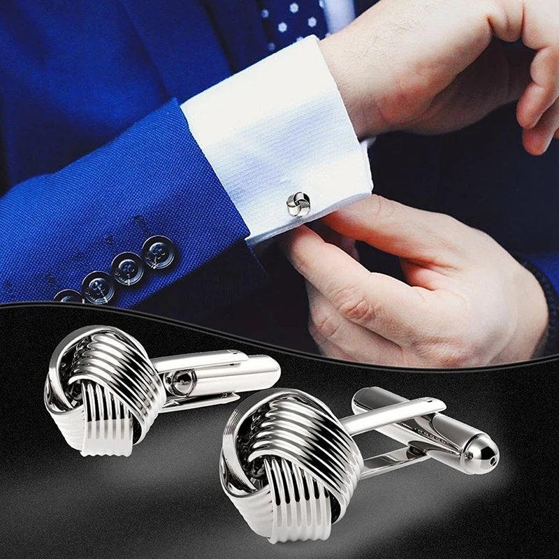 

3Colors 1pair Metal Knots Enamel Cufflink Cuff Link Men Shirt Wedding Accessories Party Round Knot Jewelry Gifts