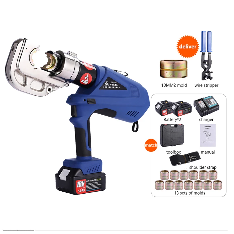 EZ-300 Hydraulic Crimping Tools Small Rechargeable Battery Portable 18V Hydraulic Pliers Hydraulic Tools
EZ-300 Hydraulic Crimping Tools Small Rechargeable Battery Portable 18V Hydraulic Pliers Hydraulic Tools