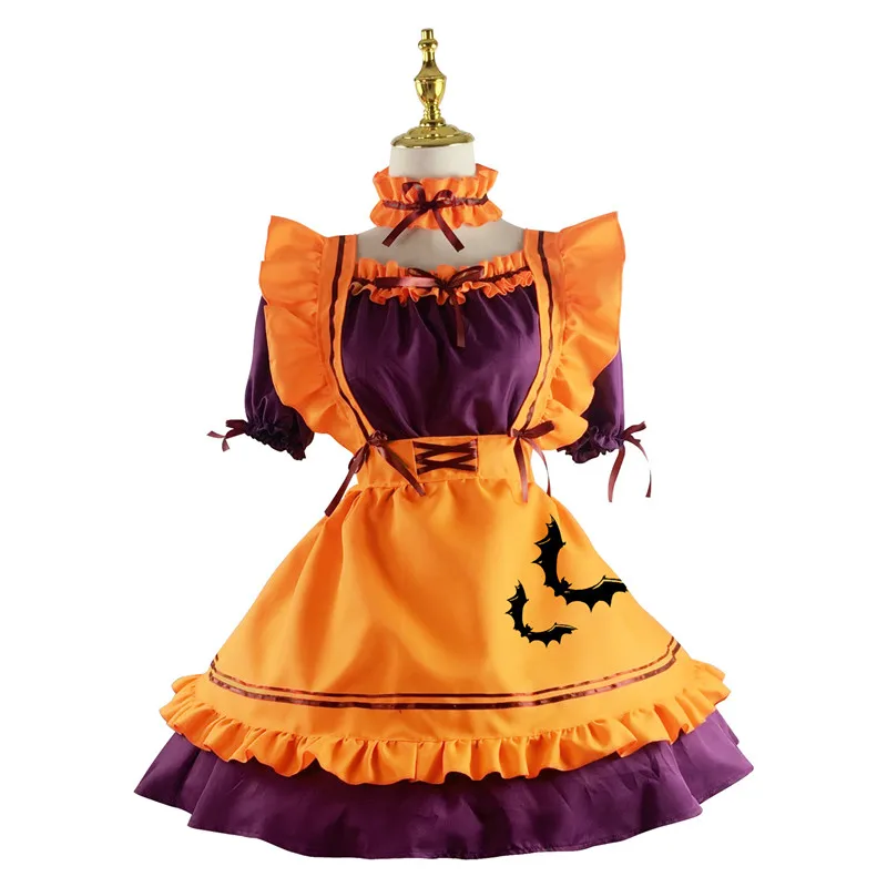 

Halloween Cosplay Costumes Pumpkin Suit Plus Size Womens Maid Role Play Costumes Japanese Lolita Devil Female Lingerie Dress