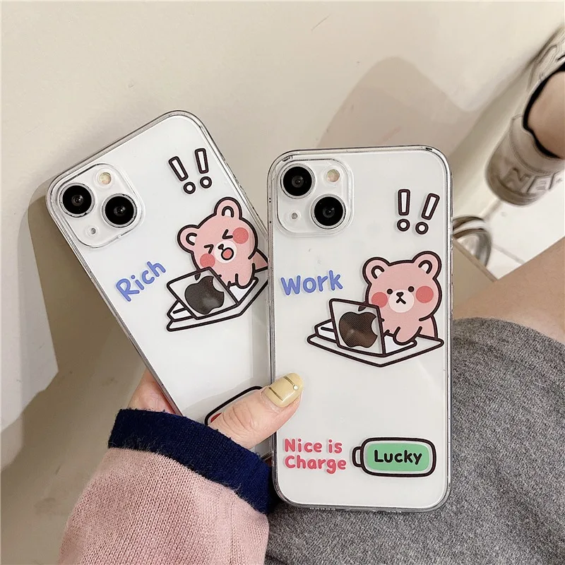 Cute Cartoon Working Bear Clear Phone Case For iPhone 13 11 12 Pro Max MINI X XR XS Max 7 8Plus Funny couple Silicone Soft Cover
Cute Cartoon Working Bear Clear Phone Case For iPhone 13 11 12 Pro Max MINI X XR XS Max 7 8Plus Funny couple Silicone Soft Cover