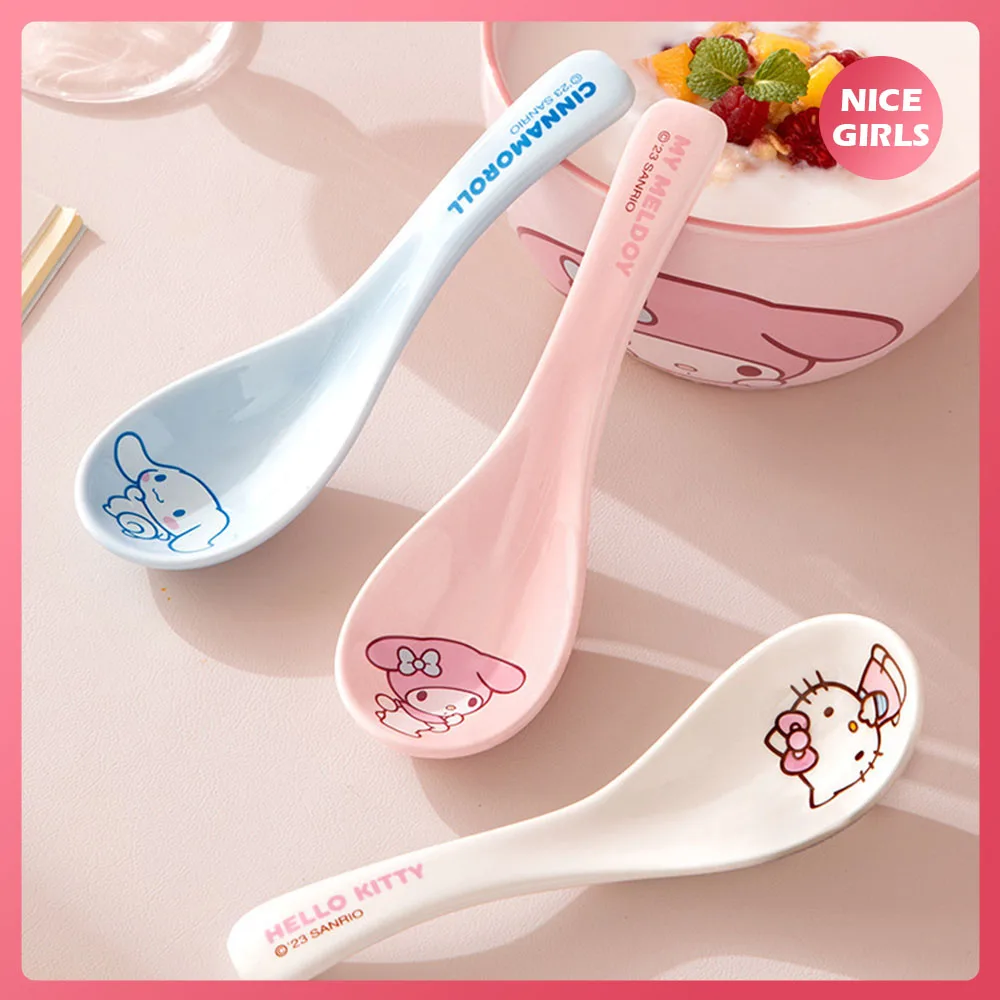 Kawaii My Melody Hello Kitty Breakfast Ceramic Spoon Anime Cinnamoroll Household Drinking Spoon Cartoon Kitchen Tableware Gift
Kawaii My Melody Hello Kitty Breakfast Ceramic Spoon Anime Cinnamoroll Household Drinking Spoon Cartoon Kitchen Tableware Gift