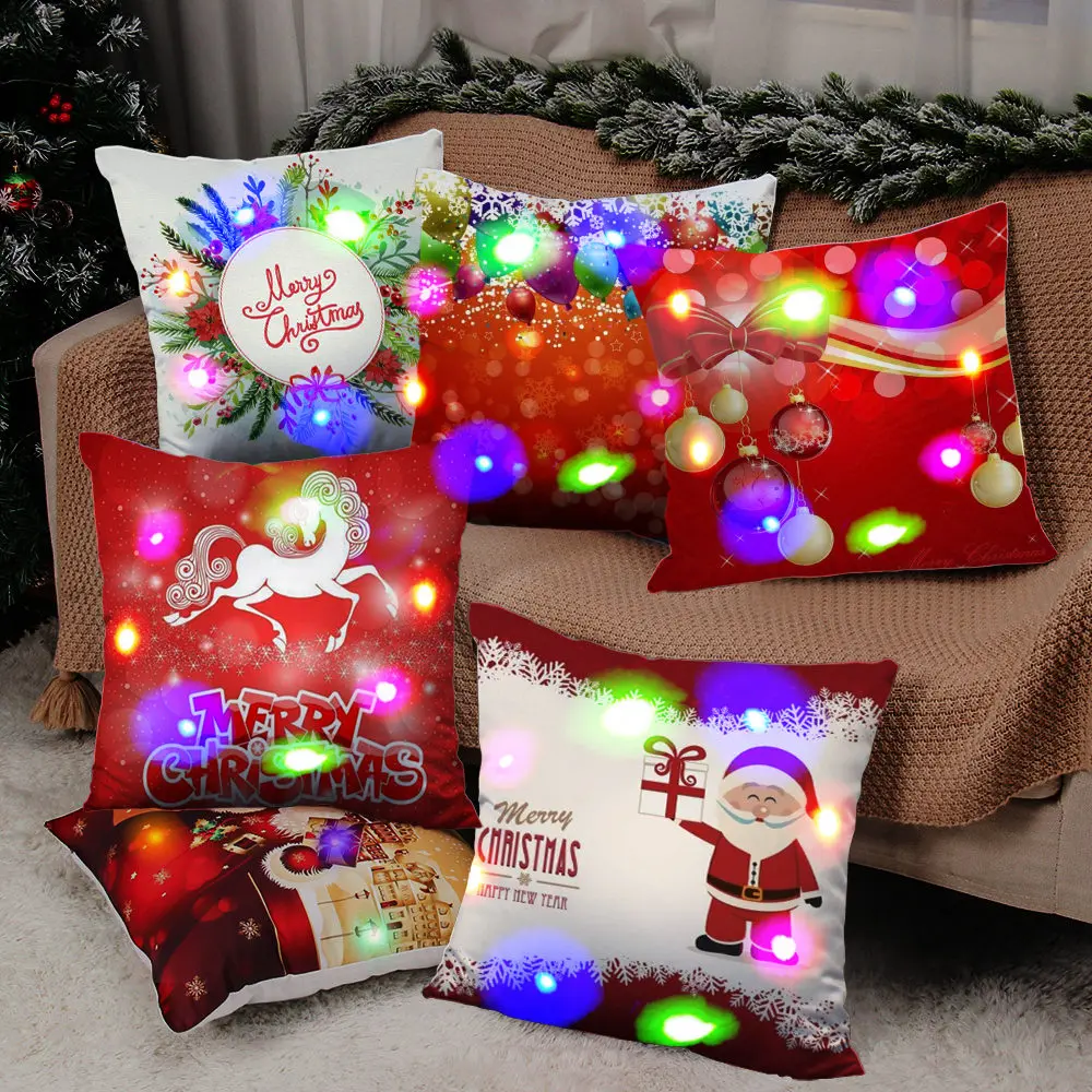 Home Decoration LED Lights Christmas Pillow Case Christmas Printing Polyester Pillow Cushion Cushion Cushion funda de almohada
Home Decoration LED Lights Christmas Pillow Case Christmas Printing Polyester Pillow Cushion Cushion Cushion funda de almohada