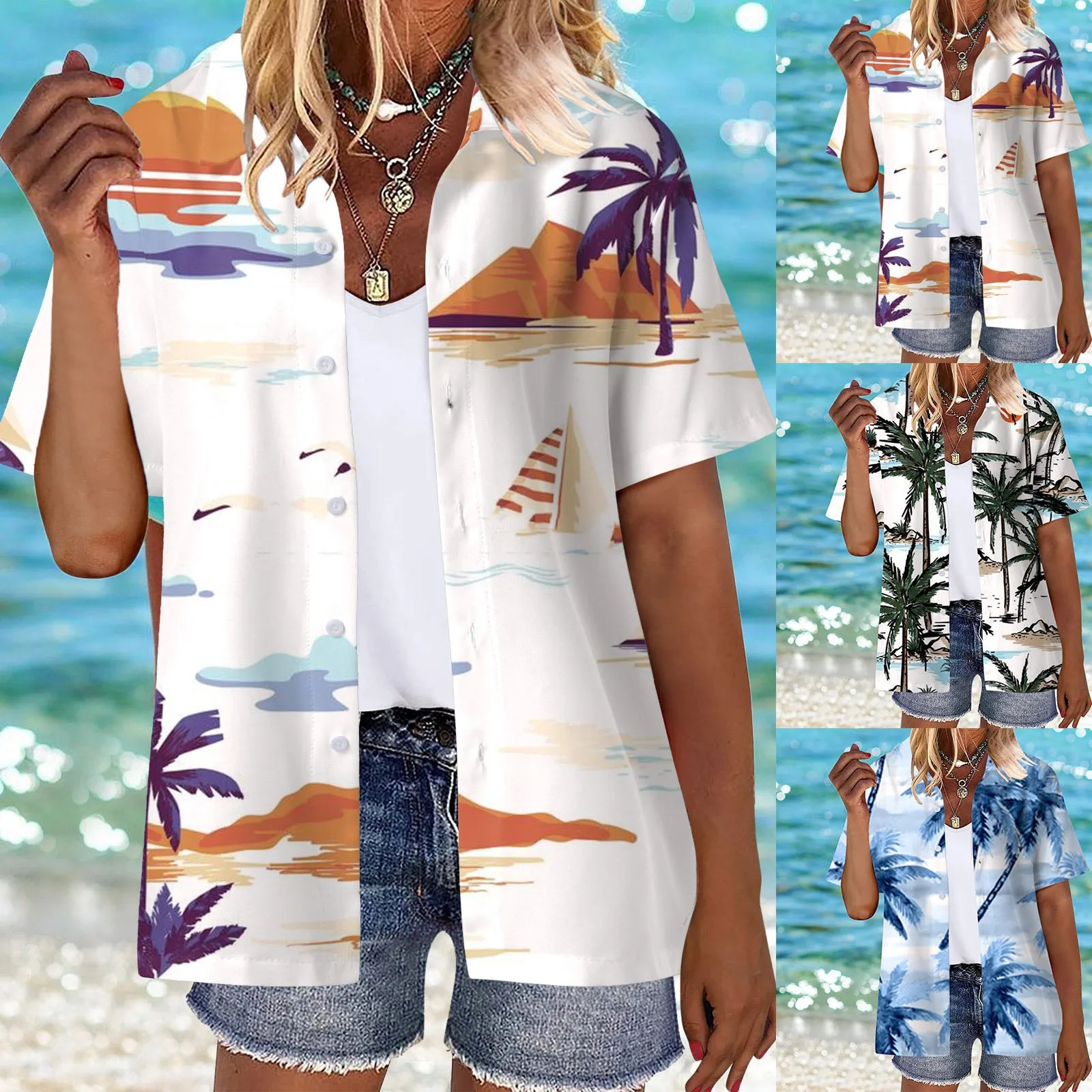 Women Summer Hawaii Shirts Soft Cool Floral Print Short Sleeve V Neck Short Sleeve Women Women Button down Shirt And Blouse
Women Summer Hawaii Shirts Soft Cool Floral Print Short Sleeve V Neck Short Sleeve Women Women Button down Shirt And Blouse