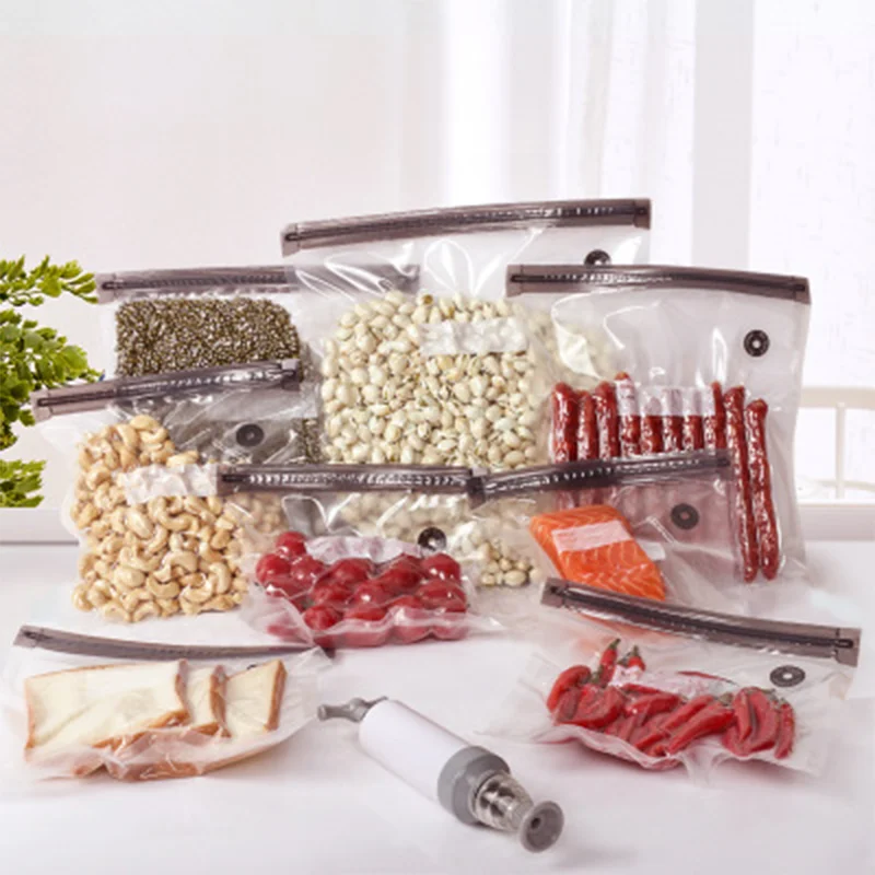 10Pcs Reusable Food Vacuum Sealed Bag Fresh Keeping Vacuum Packaging Bag Air Vacuum Compressed Ziplock Sealer Bags with Pump
10Pcs Reusable Food Vacuum Sealed Bag Fresh Keeping Vacuum Packaging Bag Air Vacuum Compressed Ziplock Sealer Bags with Pump