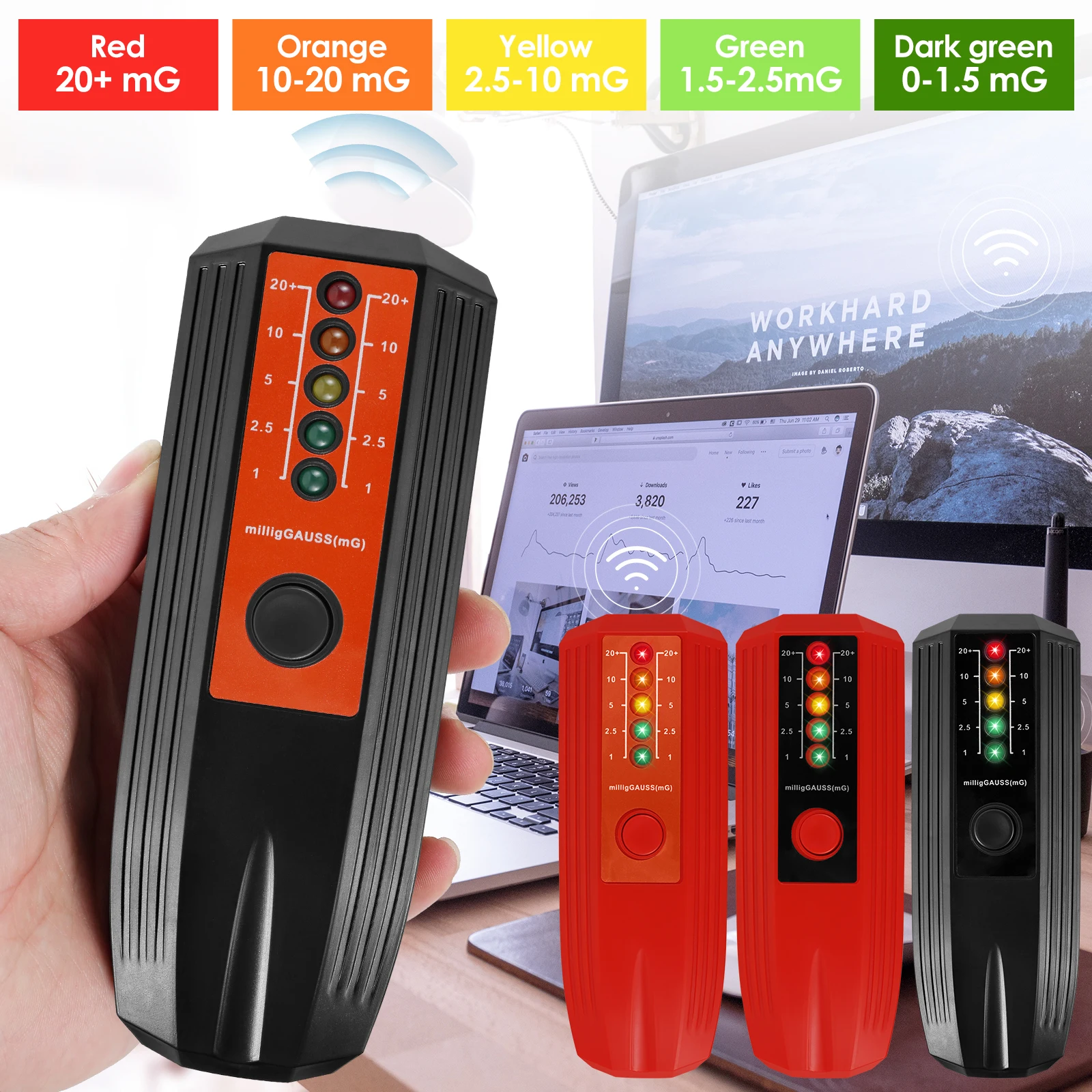 Electromagnetic Radiation Detector Portable EMF Reader with Colorful LED Light High Accuracy Electromagnetic Radiation Tester 
Electromagnetic Radiation Detector Portable EMF Reader with Colorful LED Light High Accuracy Electromagnetic Radiation Tester