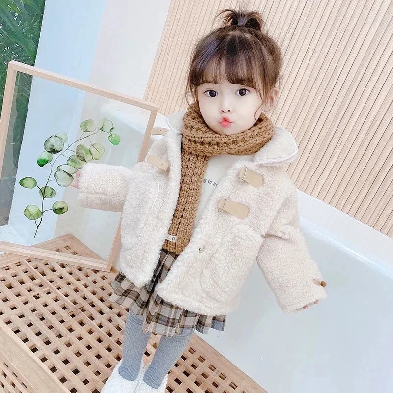 

1-8 Years Toddler Kids Lambswool Jackets Coat for Girls Cute Thick Warm Outwear Children Baby Girl Winter Coats 4 6 7 8