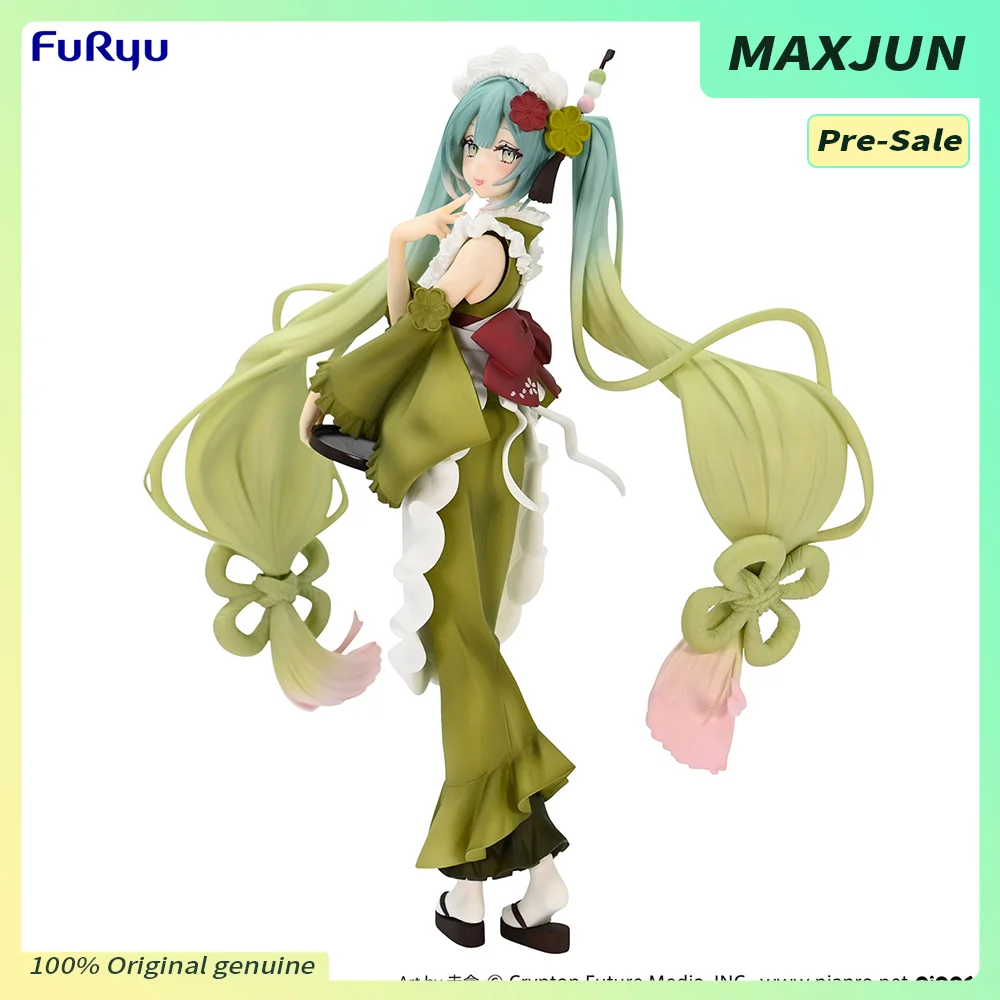 

MAXJUN Pre Sale Original Miku Anime Figure VOCALOID Miku 20cm PVC Model Toys FuRyu Matcha Parfait Dress Sexy Figure Holiday Gift