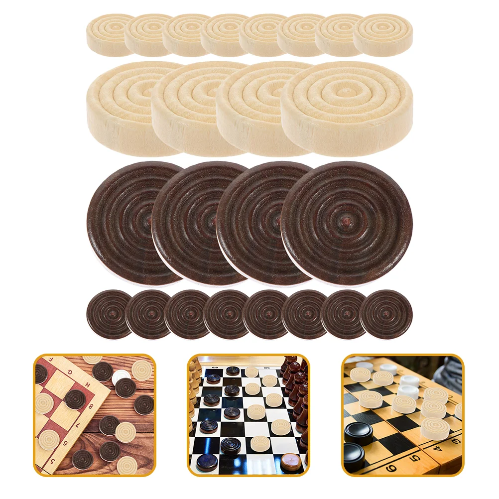 

24pcs Wooden Backgammon Chess Pieces Checkers Pieces Board Game Accessory Carrom Tears