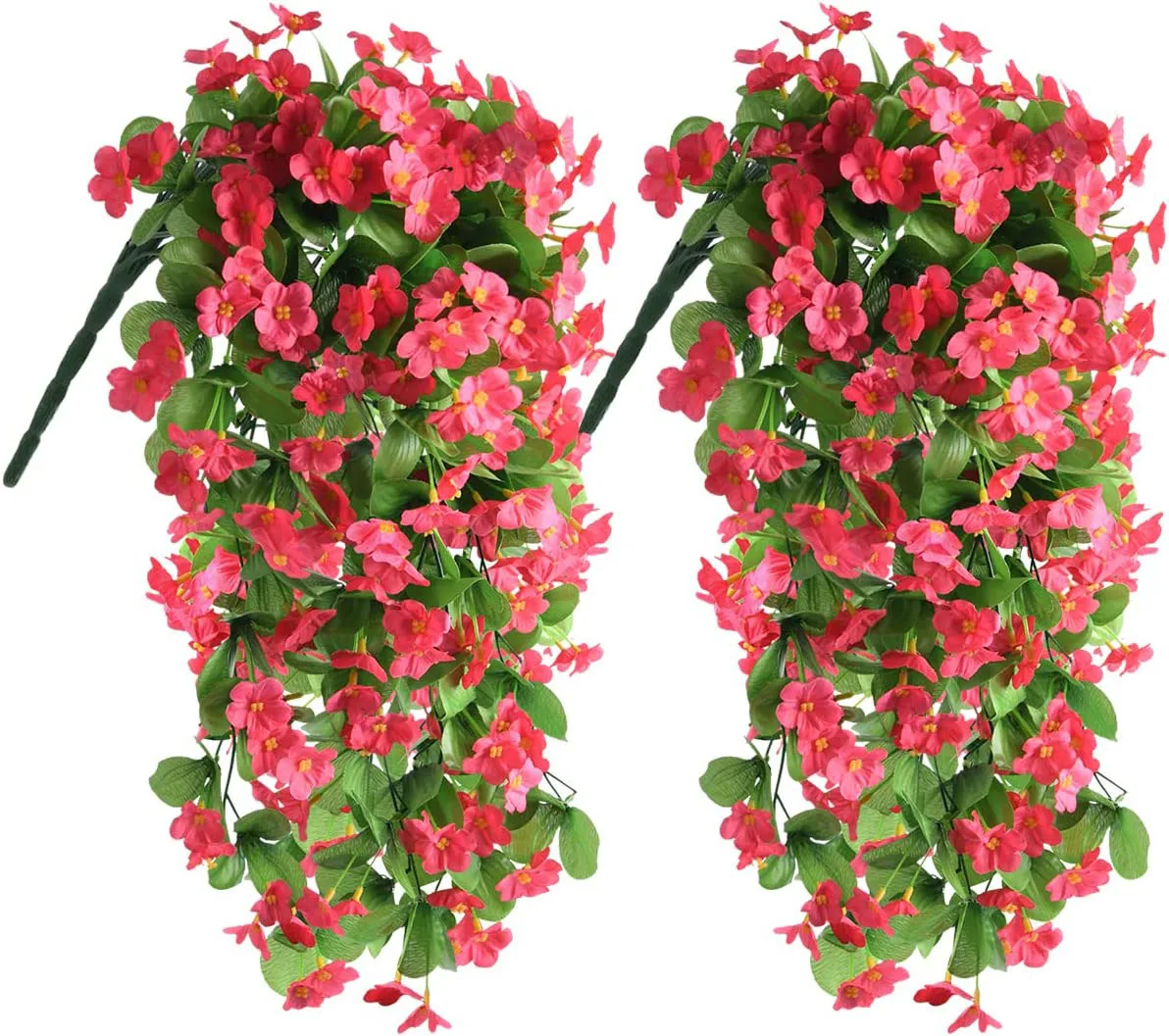 

2pcs Rose Artificial Hanging Flowers Fake Hanging Plants Orchid Flower Bouquet for Wall Home Room Garden Wedding Outdoor
