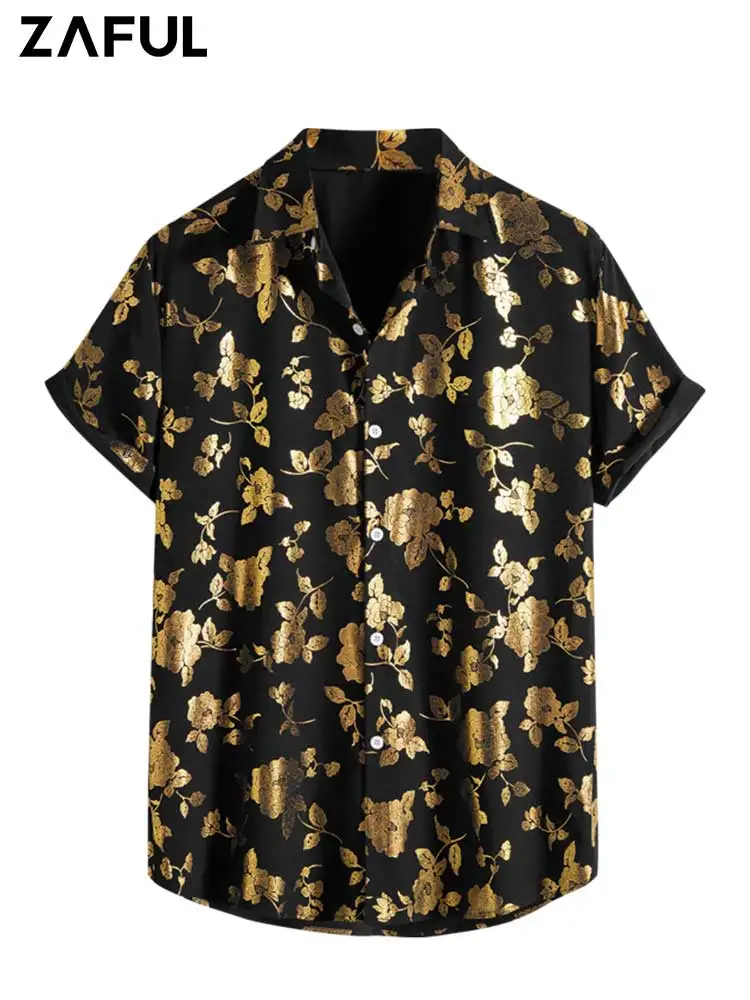 ZAFUL Metallic Gold Flowers Pattern Shirts for Men Vintage Short Sleeves Button-up Shirt Summer Streetwear Tops Z5078122
ZAFUL Metallic Gold Flowers Pattern Shirts for Men Vintage Short Sleeves Button-up Shirt Summer Streetwear Tops Z5078122