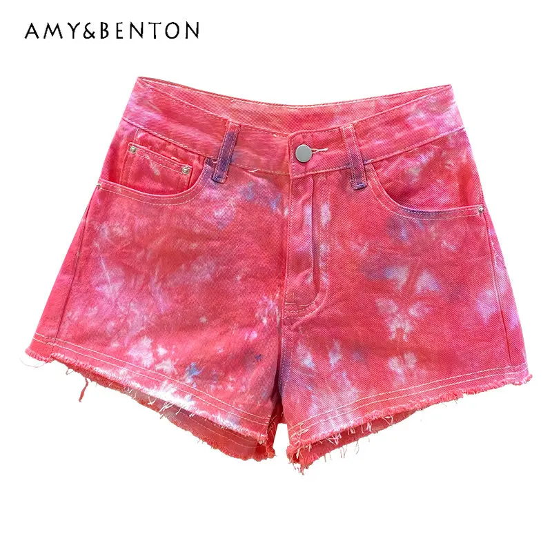Pink Fashion Tie-Dyed High Waist Denim Shorts Women's Summer Design Sense Hot Girl Slimming A-line Wide-Leg Booty Short Pants
Pink Fashion Tie-Dyed High Waist Denim Shorts Women's Summer Design Sense Hot Girl Slimming A-line Wide-Leg Booty Short Pants