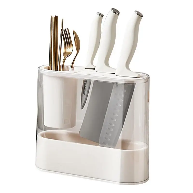 Держатель для ножей с дренажным лотком, многофункциональный держатель для палочек, стойка для хранения ножей для суповых полов, кухонный Органайзер 
Держатель для ножей с дренажным лотком, многофункциональный держатель для палочек, стойка для хранения ножей для суповых полов, кухонный Органайзер